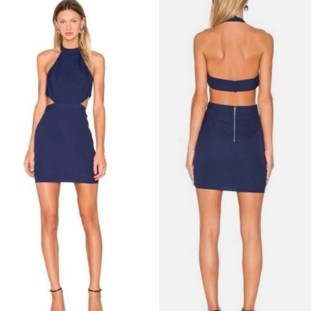 NBD X NAVEN ROYAL BLUE BACK CUT OUT MINI DRESS SZ L NWT
